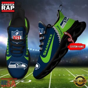National Football League Custom Name Seattle Seahawks Football Team Design Max Soul Running Sneakers Shoes