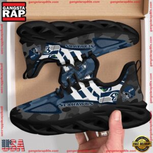 National Football League Seattle Seahawks Military Camouflage Air Max Shoes Air Cushion Sneakers Running Sneakers