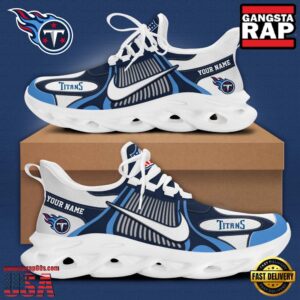 Personalized National Football League Tennessee Titans Blue White Stripes Logo Clunky Air Max Shoes Air Cushion Sneakers