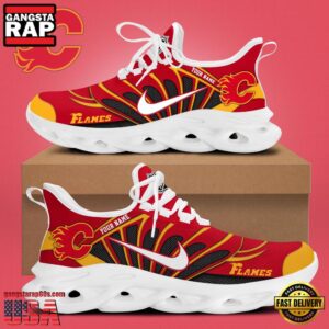 National Hockey League Custom NameCalgary Flames New Design 2025 Air Max Shoes Air Cushion Sneakers