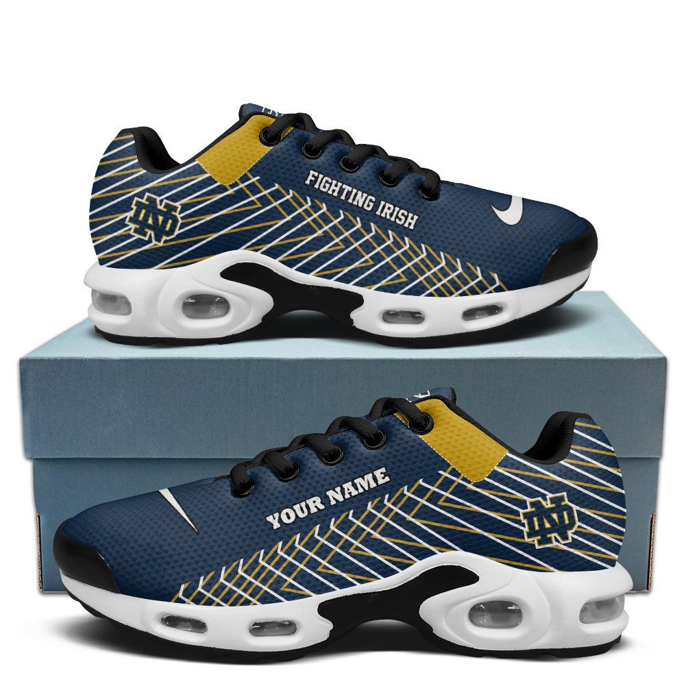Notre Dame Personalized Name Team Colors Jagged Lines Shoes Air Cushion Sneakers 1 Notre Dame Personalized Name Team Colors Jagged Lines Shoes Air Cushion Sneakers
