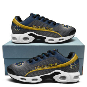 Notre Dame Personalized Name Team Colors Wave Line Beehive Pattern Air Max Shoes Air Cushion Sneakers
