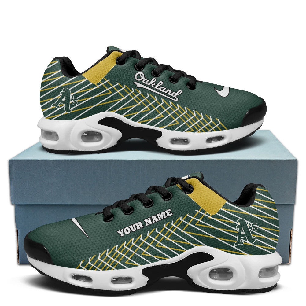 Oakland Athletics Personalized Name Team Colors Jagged Lines Air Max Shoes Air Cushion Sneakers 1 Oakland Athletics Personalized Name Team Colors Jagged Lines Air Max Shoes Air Cushion Sneakers