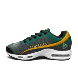 Oakland Athletics Personalized Name Team Colors Wave Line Beehive Pattern Air Max Shoes Air Cushion Sneakers
