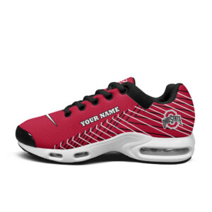 Ohio State Buckeyes Personalized Name Team Colors Jagged Lines Air Max Shoes Air Cushion Sneakers