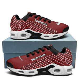 Oklahoma Personalized Name Team Colors Jagged Lines Air Max Shoes Air Cushion Sneakers