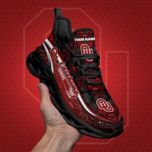 Oklahoma Sooners Black Clunky Sneakers Custom Name, Max Soul Shoes, Sport Gifts