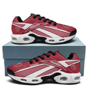 Oklahoma Sooners Personalized Name Team Colors Supersonic Line Pattern Air Max Shoes Air Cushion Sneakers