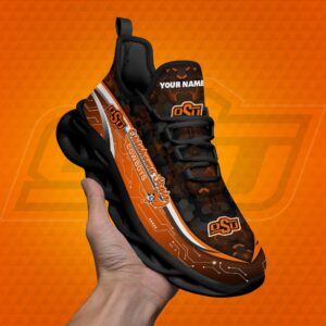 Oklahoma State Cowboys Black Clunky Sneakers Custom Name, Max Soul Shoes, Sport Gifts