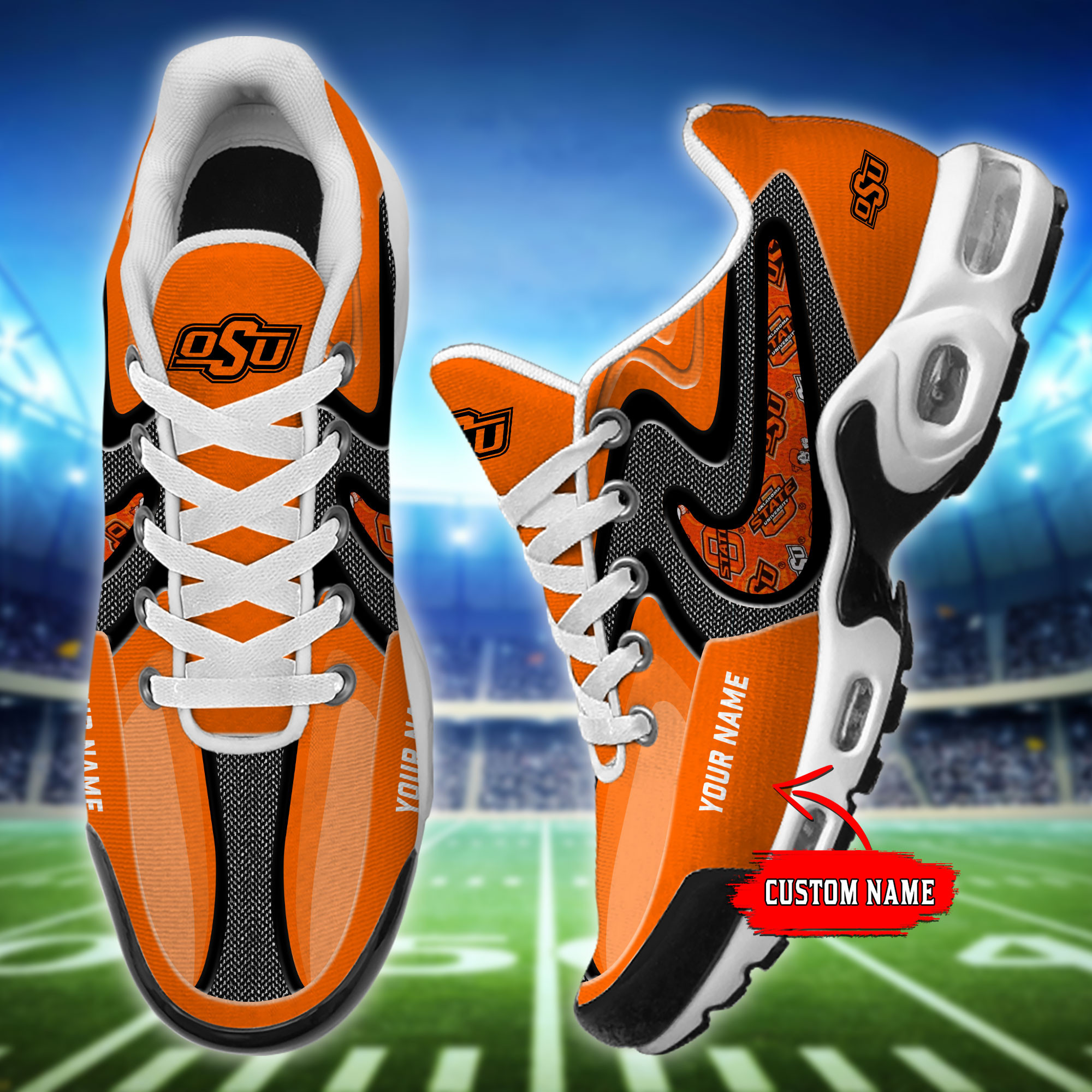 Oklahoma State Cowboys Personalized Name Team Checkmark Logo Mix Colors Stitch Line Air Max Shoes Air Cushion Sneakers 1 Oklahoma State Cowboys Personalized Name Team Checkmark Logo Mix Colors Stitch Line Air Max Shoes Air Cushion Sneakers