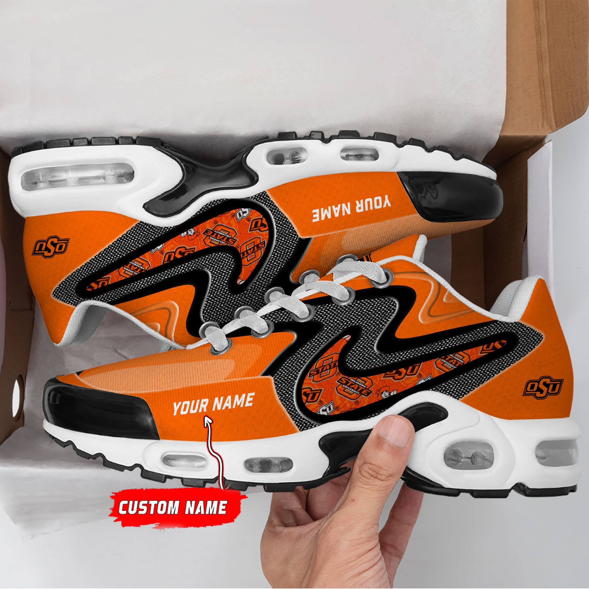 Oklahoma State Cowboys Personalized Name Team Checkmark Logo Mix Colors Stitch Line Shoes Air Cushion Sneakers 1 Oklahoma State Cowboys Personalized Name Team Checkmark Logo Mix Colors Stitch Line Shoes Air Cushion Sneakers