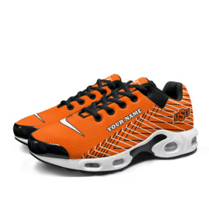 Oklahoma State Cowboys Personalized Name Team Colors Jagged Lines Air Max Shoes Air Cushion Sneakers
