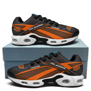 Oklahoma State Cowboys Personalized Name Team Colors Supersonic Line Pattern Air Max Shoes Air Cushion Sneakers