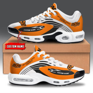 Oklahoma State Cowboys Personalized Name Team Logo Mix Colors Wave Line Shoes Air Cushion Sneakers