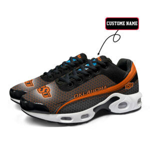 Oklahoma State Personalized Name Team Colors Wave Line Beehive Pattern Air Max Shoes Air Cushion Sneakers