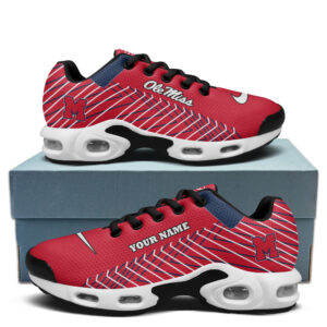 Ole Miss Personalized Name Team Colors Jagged Lines Air Max Shoes Air Cushion Sneakers