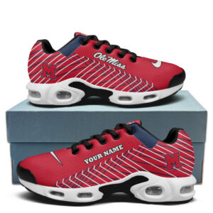 Ole Miss Rebels Personalized Name Team Colors Jagged Lines Air Max Shoes Air Cushion Sneakers