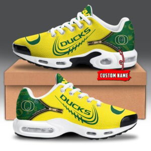 Oregon Ducks Personalized Name Team Logo Mix Colors Zipped Line Air Max Shoes Air Cushion Sneakers