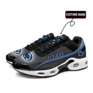 Penn State Personalized Name Team Colors Wave Line Beehive Pattern Air Max Shoes Air Cushion Sneakers