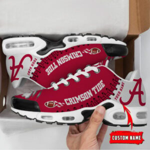 Personalized Alabama Crimson Tide Team Logo Rugby Ball Pattern Air Max Shoes Air Cushion Sneakers
