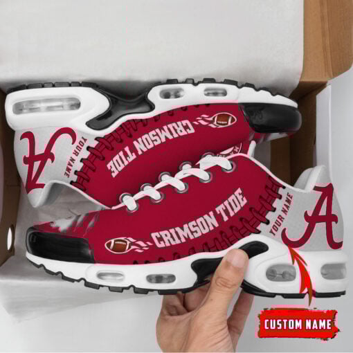Personalized Alabama Crimson Tide Team Logo Rugby Ball Pattern Air Max Shoes Air Cushion Sneakers 1 Personalized Alabama Crimson Tide Team Logo Rugby Ball Pattern Air Max Shoes Air Cushion Sneakers