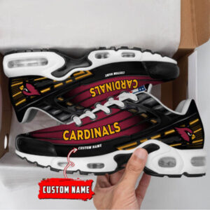 Personalized Arizona Cardinals Black And Team Color Stripes Black Shoes Air Cushion Sneakers