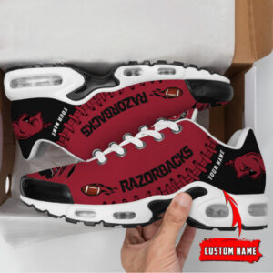 Personalized Arkansas Razorbacks Team Logo Rugby Ball Pattern Air Max Shoes Air Cushion Sneakers
