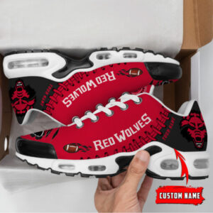 Personalized Arkansas State Red Wolves Team Logo Rugby Ball Pattern Air Max Shoes Air Cushion Sneakers