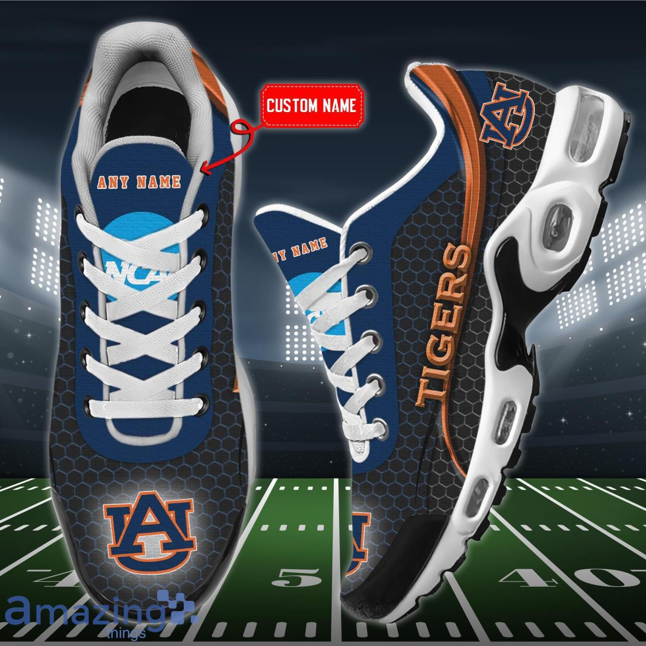 Personalized Auburn Tigers Team Logo Hexagon Pattern Team Color Air Max Shoes Air Cushion Sneakers 1 Personalized Auburn Tigers Team Logo Hexagon Pattern Team Color Air Max Shoes Air Cushion Sneakers