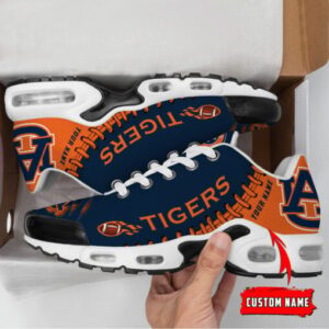 Personalized Auburn Tigers Team Logo Rugby Ball Pattern Air Max Shoes Air Cushion Sneakers