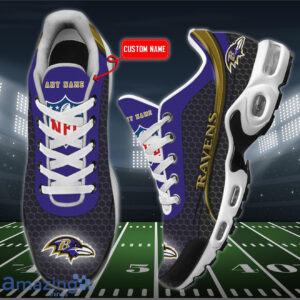 Personalized Baltimore Ravens Team Logo Hexagon Pattern Team Color Shoes Air Cushion Sneakers