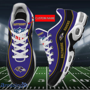 Personalized Baltimore Ravens Team Logo Team Name On Black Air Max Shoes Air Cushion Sneakers