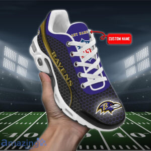 Personalized Baltimore Ravensteam Logo Hexagon Pattern Team Color Air Max Shoes Air Cushion Sneakers