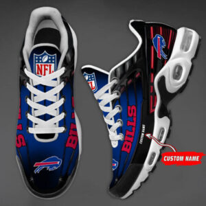 Personalized Buffalo Billsblack And Team Color Stripes Black Air Max Shoes Air Cushion Sneakers