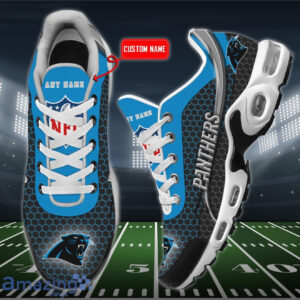 Personalized Carolina Panthers Team Logo Hexagon Pattern Team Color Shoes Air Cushion Sneakers