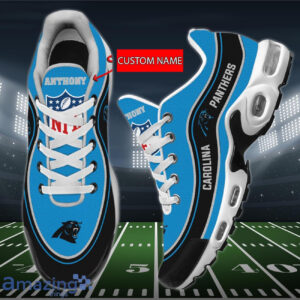 Personalized Carolina Panthers Team Logo Team Name On Black Air Max Shoes Air Cushion Sneakers