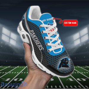 Personalized Carolina Panthersteam Logo Hexagon Pattern Team Color Air Max Shoes Air Cushion Sneakers