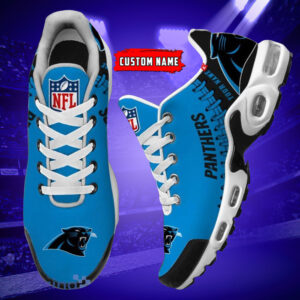 Personalized Carolina Panthersteam Logo Rugby Ball Pattern Air Max Shoes Air Cushion Sneakers