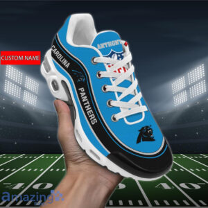 Personalized Carolina Panthersteam Logo Team Name On Black Air Max Shoes Air Cushion Sneakers