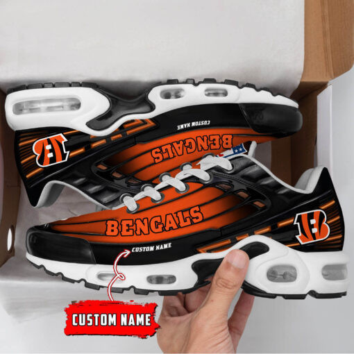 Personalized Cincinnati Bengals Black And Team Color Stripes Black Shoes Air Cushion Sneakers 1 Personalized Cincinnati Bengals Black And Team Color Stripes Black Shoes Air Cushion Sneakers