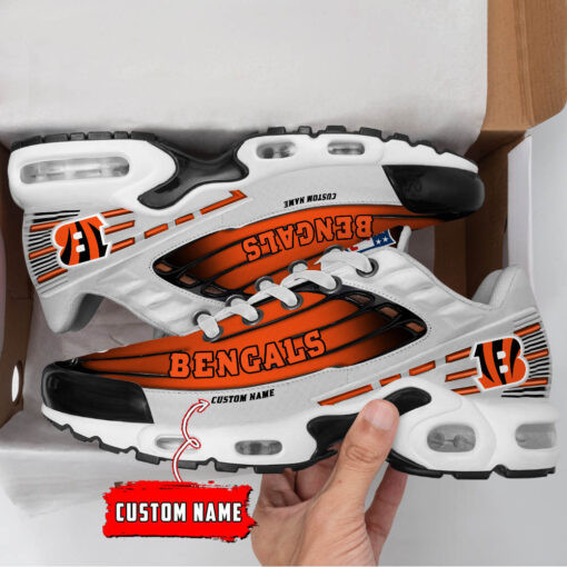 Personalized Cincinnati Bengals Black And Team Color Stripes White Air Max Shoes Air Cushion Sneakers 1 Personalized Cincinnati Bengals Black And Team Color Stripes White Air Max Shoes Air Cushion Sneakers