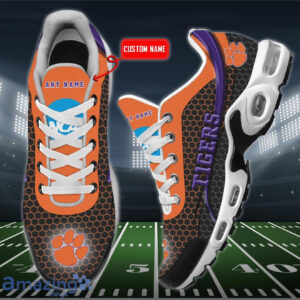 Personalized Clemson Tigers Team Logo Hexagon Pattern Team Color Shoes Air Cushion Sneakers