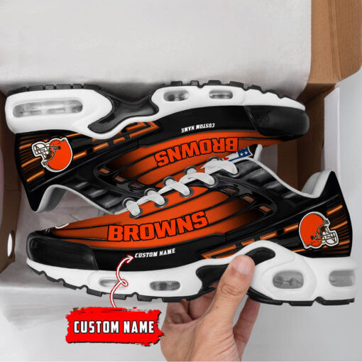 Personalized Cleveland Browns Black And Team Color Stripes Black Air Max Shoes Air Cushion Sneakers 1 Personalized Cleveland Browns Black And Team Color Stripes Black Air Max Shoes Air Cushion Sneakers