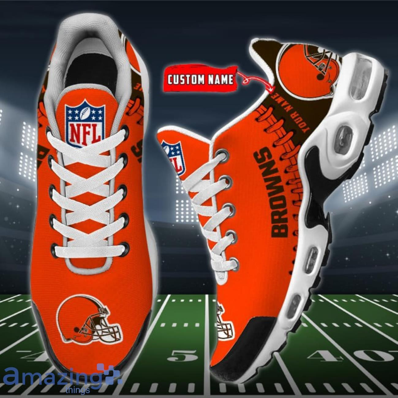 Personalized Cleveland Browns Team Logo Rugby Ball Pattern Shoes Air Cushion Sneakers 1 Personalized Cleveland Browns Team Logo Rugby Ball Pattern Shoes Air Cushion Sneakers