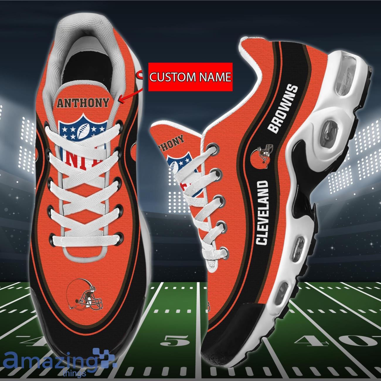 Personalized Cleveland Browns Team Logo Team Name On Black Air Max Shoes Air Cushion Sneakers 1 Personalized Cleveland Browns Team Logo Team Name On Black Air Max Shoes Air Cushion Sneakers