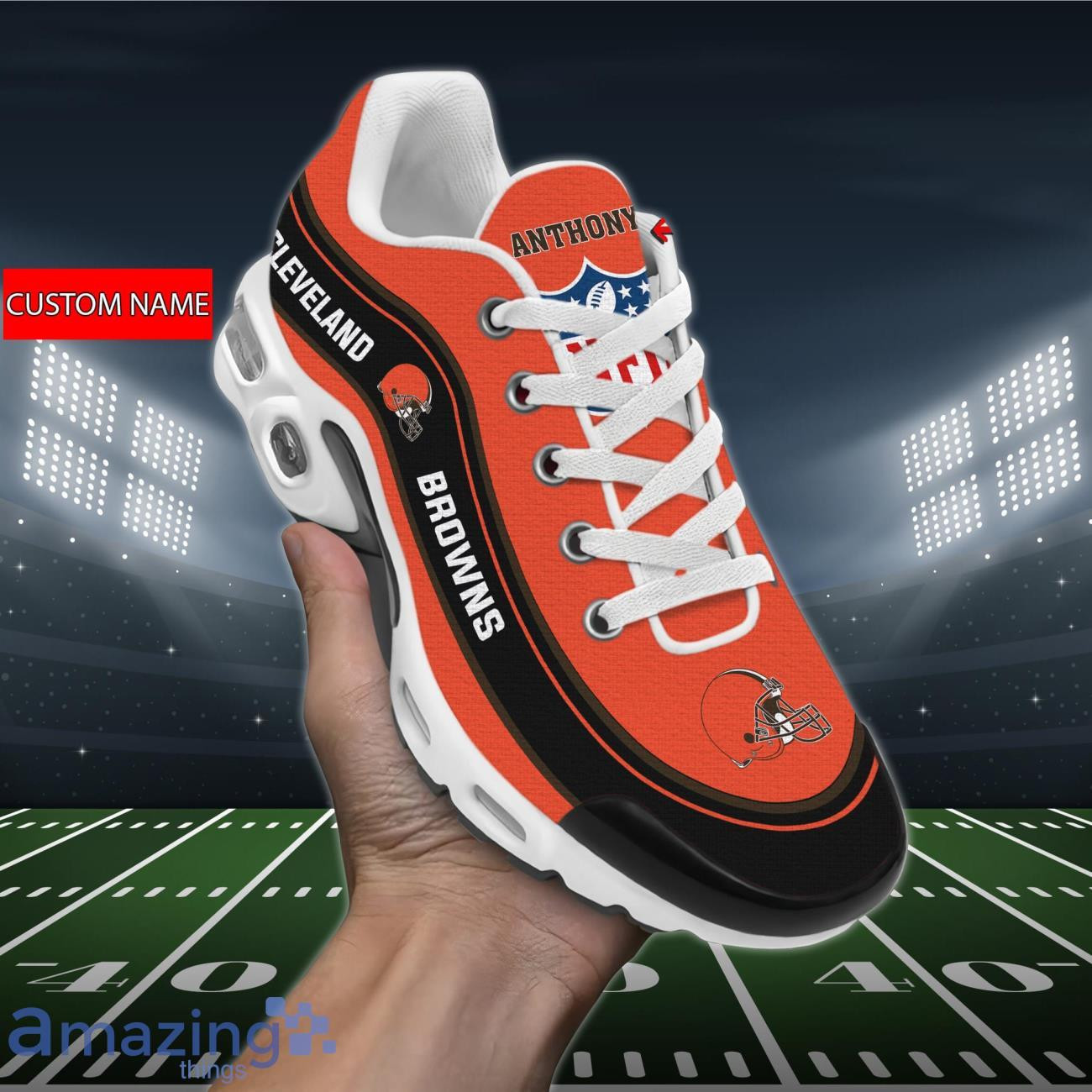 Personalized Cleveland Brownsteam Logo Team Name On Black Air Max Shoes Air Cushion Sneakers 1 Personalized Cleveland Brownsteam Logo Team Name On Black Air Max Shoes Air Cushion Sneakers