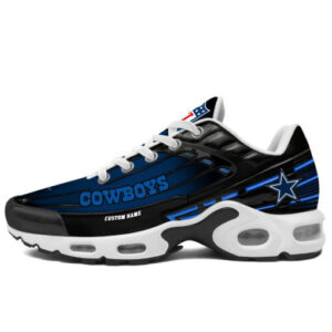 Personalized Dallas Cowboysblack And Team Color Stripes Black Air Max Shoes Air Cushion Sneakers