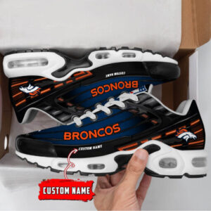 Personalized Denver Broncos Black And Team Color Stripes Black Air Max Shoes Air Cushion Sneakers