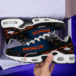 Personalized Denver Broncosblack And Team Color Stripes Black Air Max Shoes Air Cushion Sneakers