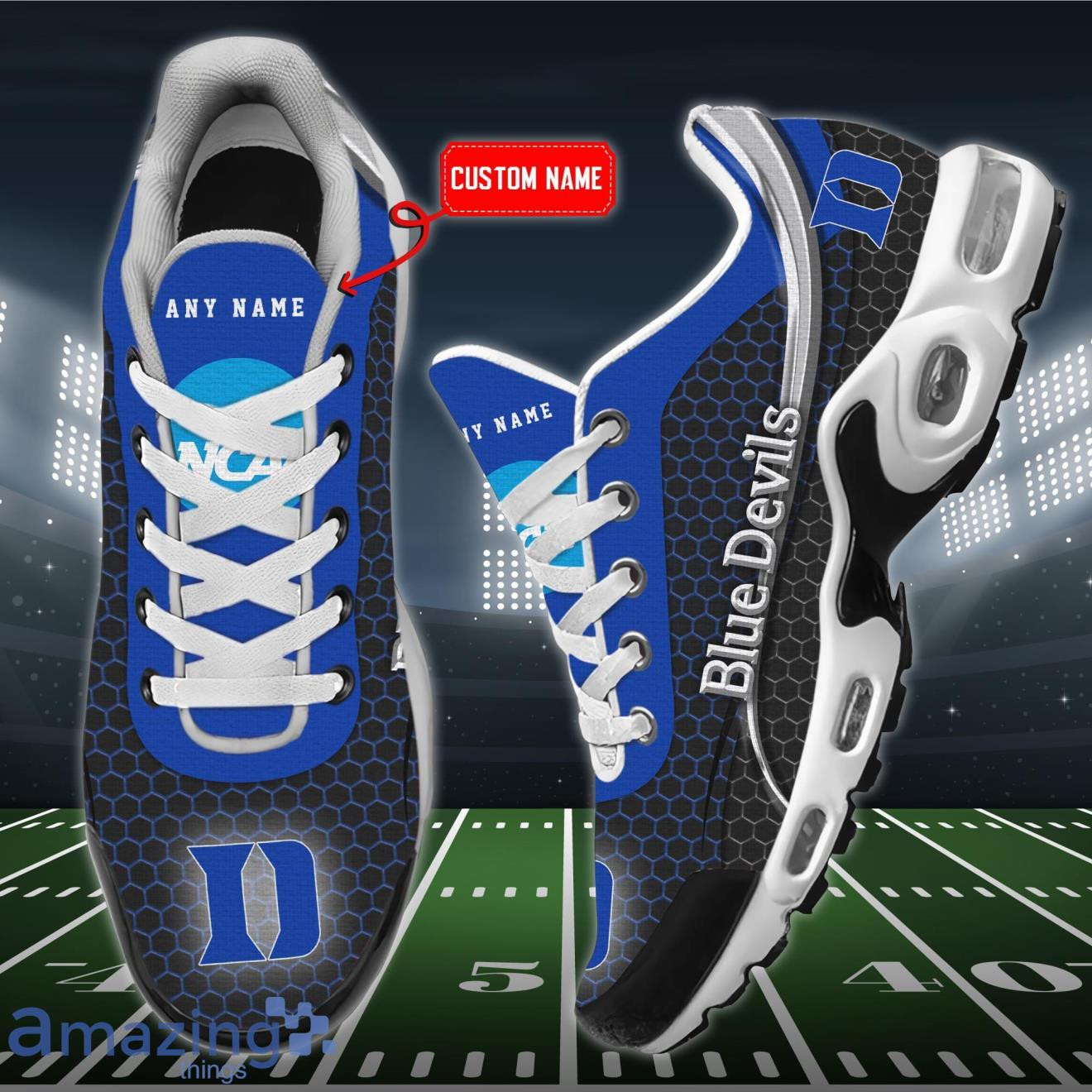 Personalized Duke Blue Devils Team Logo Hexagon Pattern Team Color Air Max Shoes Air Cushion Sneakers 1 Personalized Duke Blue Devils Team Logo Hexagon Pattern Team Color Air Max Shoes Air Cushion Sneakers